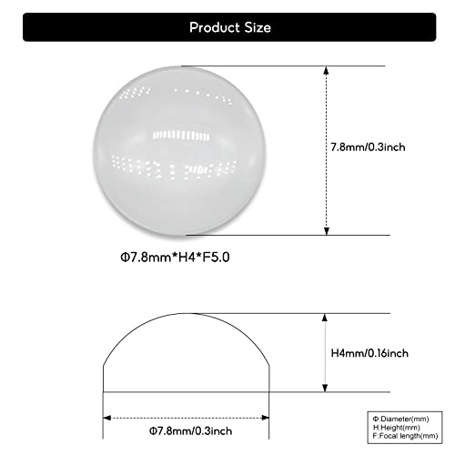 5PCS X Optical Glass Lens Without Edge Dameter 7.8MM Flat-Convex Lens, Focusing LED Convex Lens (Φ7.8mm*H4.0*F5.0) - size: Φ7.8mm*H4.0*F5.0