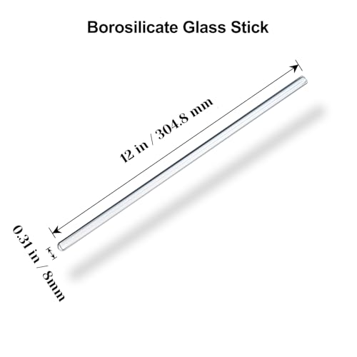 15 Pack 8mm Glass Stirring Rods, 12 Inch Borosilicate Rods for Lab - size: 12 inch 8 mm
