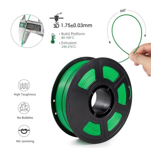 iSANMATE ASA Filament 1.75mm Green 1KG, UV & Weather Resistant 3D Printer Filament Perfect for Outdoor Functional Parts, Dimensional Accuracy +/- 0.02mm, 1kg Spool (2.2lbs) - color: Green