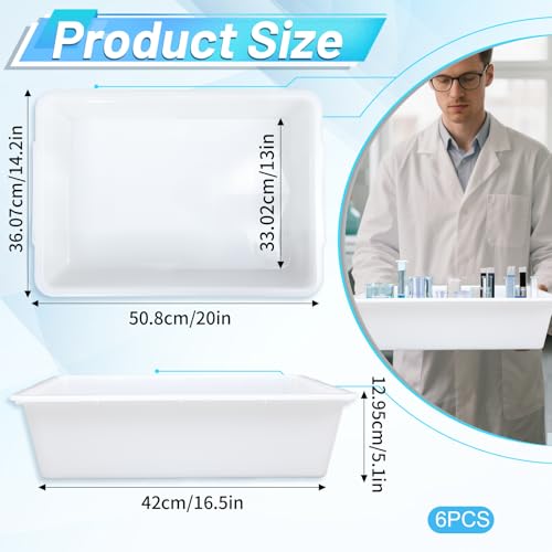 Remerry Plastic Containment Tray for Lab, 6 Pack, 20 L X 14 W X 5 H - size: 20 L X 14 W X 5 H Pack of 6
