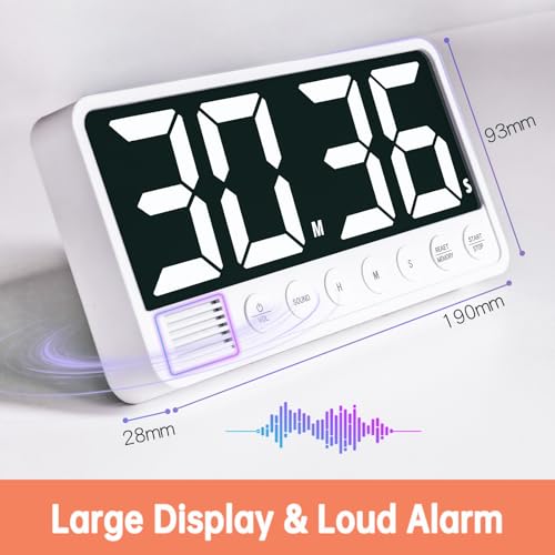 Digital Kitchen Timer - 7.1” Extra Large Display LED Countdown Timer - color: Black