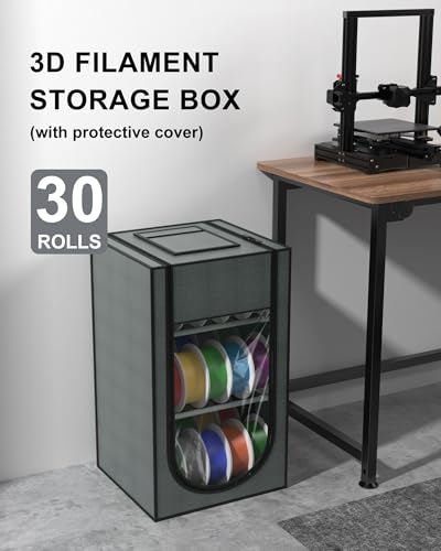 3D Printer Filament Storage Box, 30-Roll 3D Printer Filament Storage, Hard Fiber and Oxford Cloth Material, Water-Proof and dust-Proof for PLA/PETG/ABS/TPU/UV Resin and More