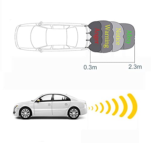 Car Auto Vehicle Reverse Backup Radar System with 4 Parking Sensors Rear Distance Detection kit Parktronic Assistant Beep Voice Warning LCD Monitor - color: white