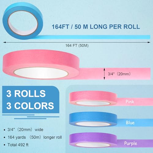 Glenmal Laboratory Labeling Tapes, 164 Ft x 3/4 Inch, Bright Color, 3 Rolls - color: Bright Color
