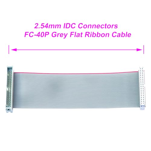 2.54mm Flat Ribbon IDC Cable Male to Female, Flat Ribbon Cable Connector 40P FC 40-Pin 30cm Length 1Pcs (TC-30cm-MF40P-1) - color: Male to Female, size: 40P