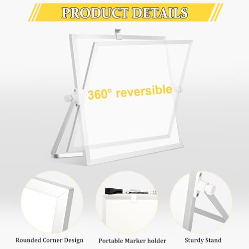 Double-Sided Magnetic White Board with Stand, 10" x 10" - color: White, size: 10"W x 10"H