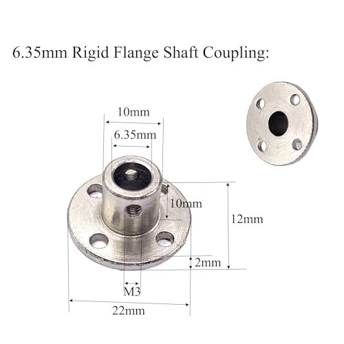 6 Pcs 6.35mm Rigid Flange Shaft Couplings,Rigid Flange Shaft Coupling Shaft Mounting Hub with L-Wrench and Locking Screws for DIY Projects - size: 6.35mm