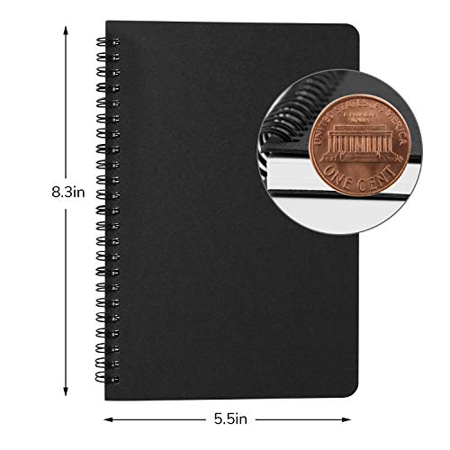 EUSOAR Hardcover Spiral Notebook Unlined, A5 6 packs 5.5”x8.3“ Blank Travel Writing Notebooks Journal, Notepad Sketchbook, College Office Business Subject Diary Spiral Journal-Black Cover - size: A5, style: Unlined