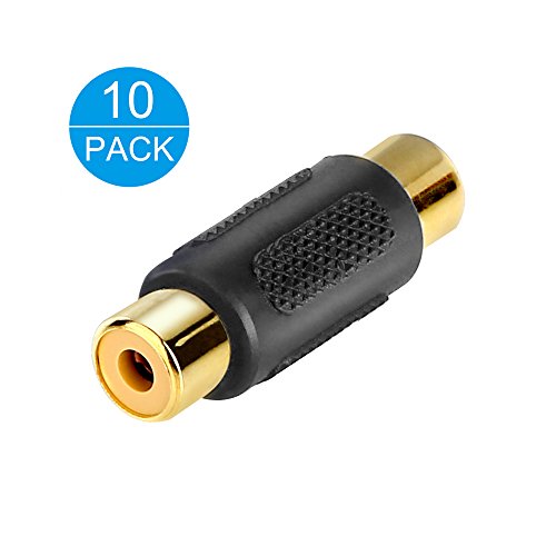 ELECTOP 10 Pack RCA Female to Female Coupler Audio Video Gold Adapter