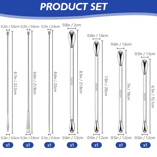 Artcome 304 Stainless Steel Lab Tool Set – 13 PC Sampling and Measuring Kit, Includes Double-Ended Spoons, Spatulas, Long Stirring Spatula, Reagent Wighting Tray, Ideal for Laboratory & Industrial Use