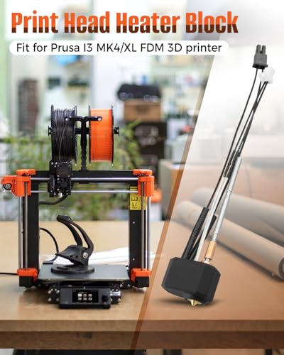 Hotend Kit Print Head Heater Block Fit for Prusa I3 MK4/XL FDM 3D Printer 24V 40W Heating Cartridge Thermistor Extruder Kit with Extra 0.2MM 0.4MM 0.6MM Brass Nozzles Accessories