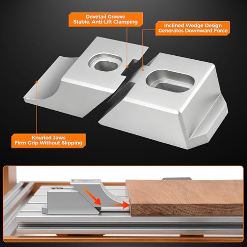 4-Pack Low Profile CNC Router Table Clamps, Low Profile CNC Vise Clamp, Aluminum Side Clamps, Each 3.14 × 1.14 × 0.78 in, Keep the Top of the Workpiece Open for CNC Routing, Milling, and Engraving