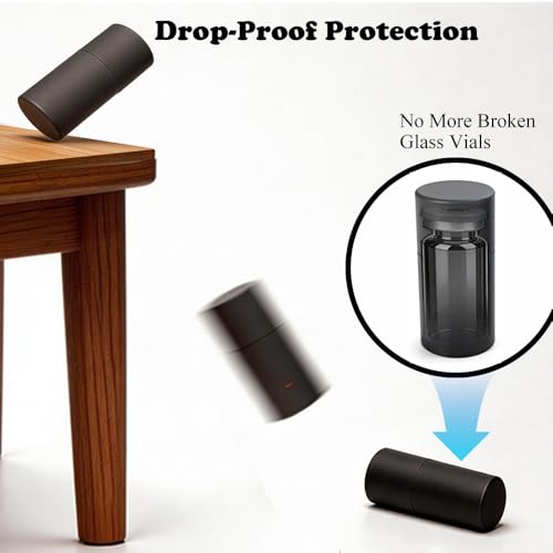 4-Pack 3ml Vial Protector Case with 4 Replacement Sealing Caps, Shatterproof Hard Shell Guard & LeakProof Lids for 3ml Small Bottles, Impact-Resistant Storage Holder for Travel, Purse & Pocket