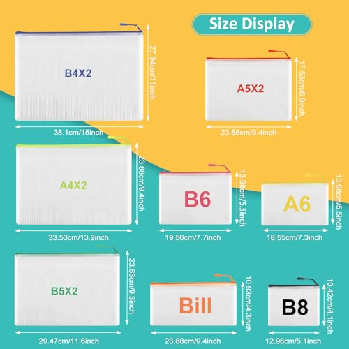 YOPCDJ 12 Mesh Zipper Pouch Bags - 12 Color, 8 Size Classroom Must-Have Storage Solution for School, Board Games, and Office Supplies - color: 12 Color, size: 8 size