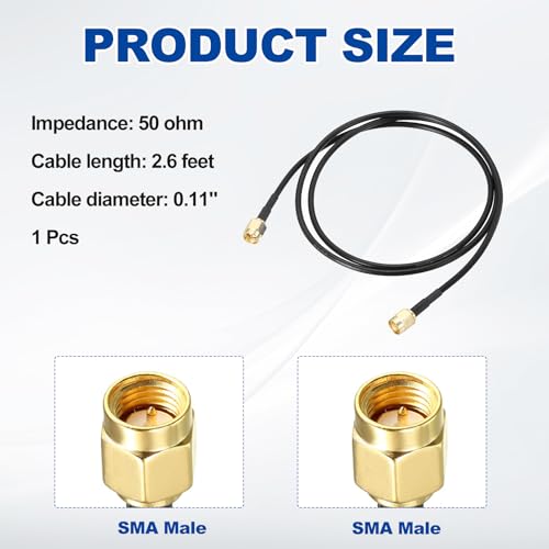 uxcell SMA Male to SMA Male Coaxial Cable 50 Ohm 2.6 Feet RG174 - size: 2.6 Feet