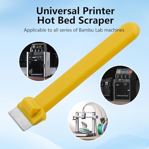 3D Printer Scraper, Universal SK5 Carbon Steel 3D Printing Scraper Tool with Magnetic Design, Compatible with Bambu Lab A1 Mini P1 X1 Series Creality Ender 3 Anycubic 3D Printer Hot Bed (Yollow) - color: Yollow