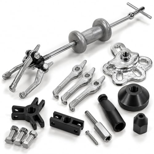XtremepowerUS Rear Wheel Bearing Puller Kit, 5 lb Slide Hammer Axle Puller Set with CR-V Steel Jaw Attachments, Wheel Hub Remover, Internal & External Puller Adapters - size: 5 Lbs