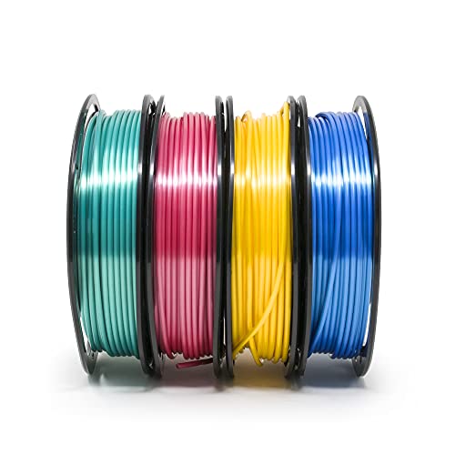 Gizmo Dorks PLA Filament for 3D Printers 1.75mm 200g, 4 Color Pack Multicolor (Silk-Blue, Red Pink, Teal, Yellow Gold) - color: Ocean Blue, Red Pink, Teal, Yellow Gold