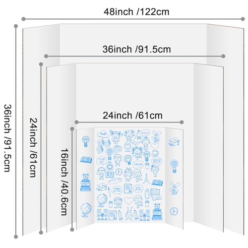 IKAYAS 10 Pack Trifold Poster Board 24" X 36" White Science Display Board