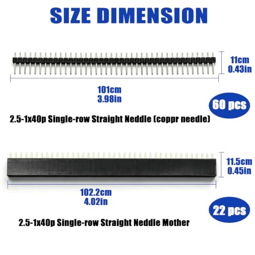 82pcs 2.54mm Male and Female Pin Header Connector - size: 2 sizes