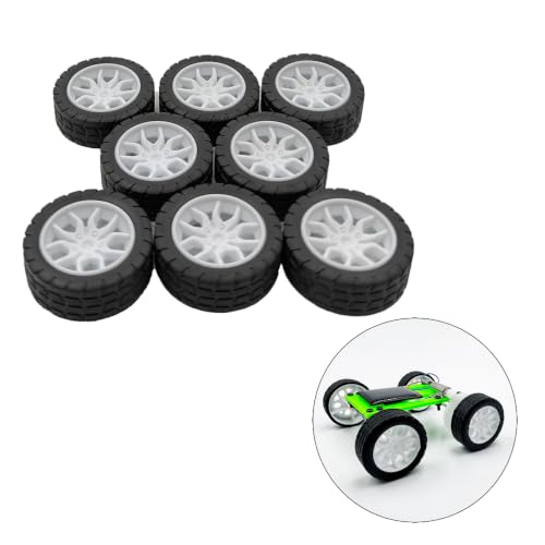 8PCS Toy Car Wheel RC Car Rubber Tire Wheel with Metal Shaft Axles for RC Car Truck Robot DIY Model Car Building Parts (2x30mm) - style: 2x30mm