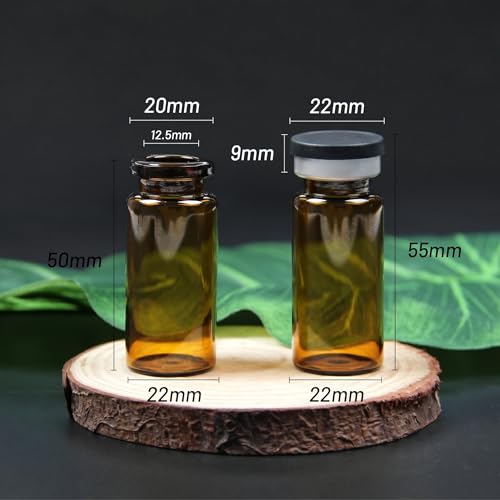100 Pack 10ml Amber Glass Vials with Black Caps, 2.5 Dram Headspace Vials - color: Amber Vial Black Cap, size: 10ml
