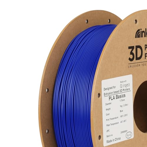 Inland PLA Basics Filament 1.75mm, 1kg Spool – Dimensional Accuracy ±0.02mm, Neatly Wound, Fits Most FDM 3D Printers (Blue & Yellow, 2 Pack) - color: 2kg Blue & Yellow