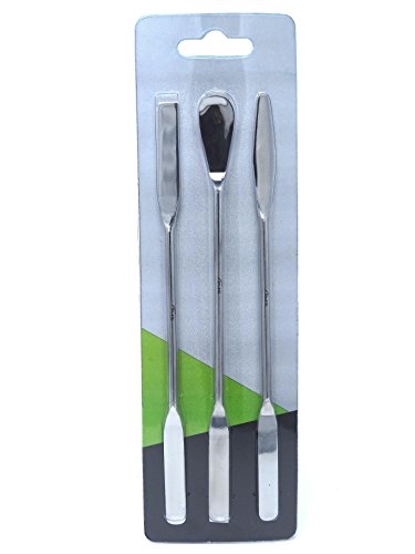 Pack of 3 Assorted Double Ended Micro Lab Mixing Spatula Set 7" Length Kit, Stainless Steel Blades All Purpose