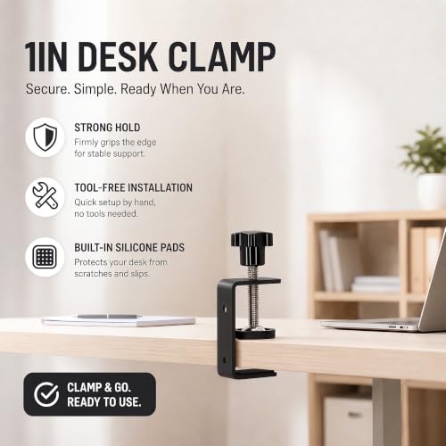 2-Pack 1 Inch Heavy Duty Mini C Clamps, Black Metal Desk Clamps with 0-1.38 Inch Clamping Capacity - Perfect For Workbenches, Diy Projects & Crafting(parallel clamps)