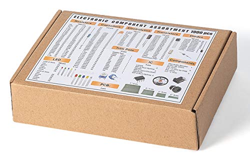 Mega Electronic Component Kit Assortment, Capacitors, Resistors, LED, Transistors, Diodes, 1n270 Germanium, DC Jacks, opamp, PCB, Speaker, 1900 pcs