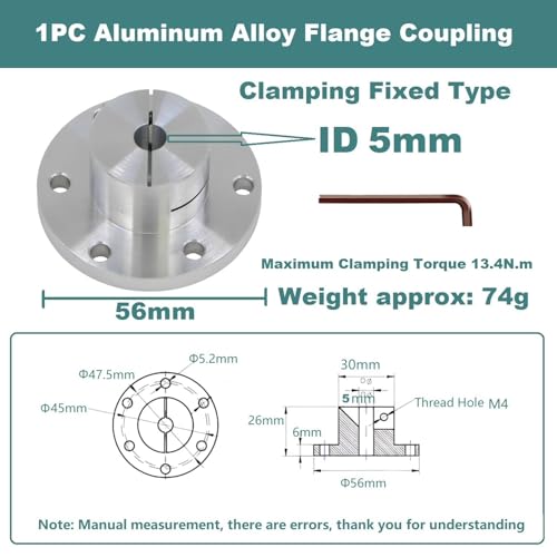 Aluminum Alloy Flange Coupling, 5 mm Inner Dia Clamping Fixed Type, Flange Shaft Coupler Connector for DIY RC Robot Car Model Connecting Motor and Wheel (1Piece) - style: 5mm Clamping Flange