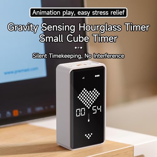Visual Timer, Rechargeable Digital Hourglass Timer with LED Display - color: White