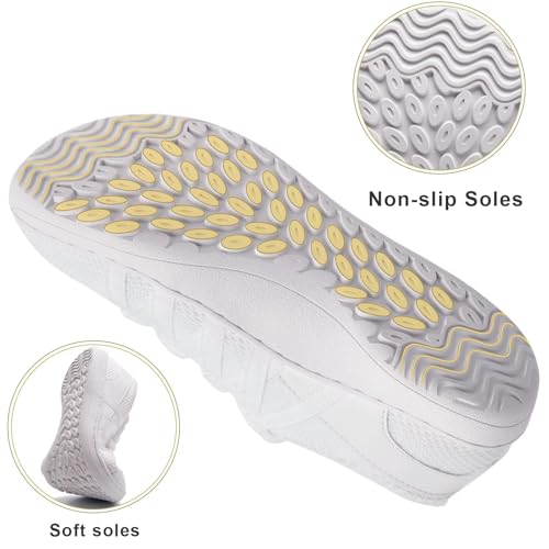 Linenghs Womens Barefoot Shoes Wide Width Toe Box Zero Drop Sneakers - color: B White, size: 8 Wide