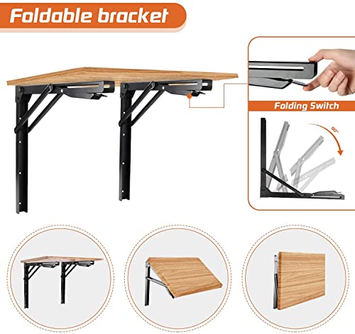Ultrawall 24 inch Folding Shelf Brackets, Steel Wall Mounted Shelf Bracket - style: 4 PACK