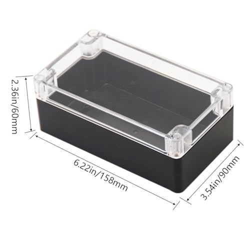 Project Box IP65 Waterproof Junction Box ABS Plastic Black Electrical Boxes DIY Electronic Project Case Power Enclosure Clear Cover 6.22"x3.54"x2.36" - color: Clear, size: 6.22"x3.54"x2.36"