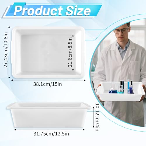 Remerry Plastic Containment Tray for Lab, 6 Pack, 15 L X 10.8 W X 4 H - size: 15 L x 10.8 W x 4 H