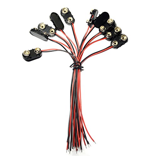 10 Pcs I TYPE 9 Volt Battery Clip And 10 Pcs T Type 9 Volt Battery Connector With Wires Leads