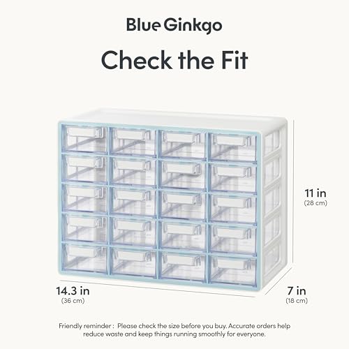 Blue Ginkgo 20-Drawer Storage Cabinet Organizer, Blue, Made in Korea - color: BLUE, size: 20 Drawer
