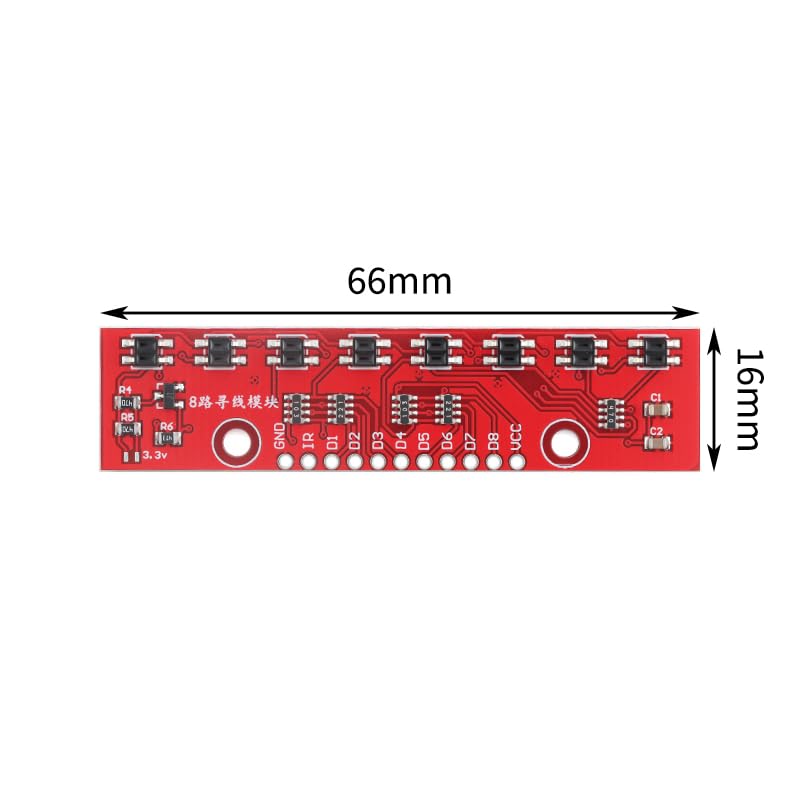 3Pcs Tracking Sensor Module 8-Channel Line-Following Module 8 CH Infrared Line Track Trace Detect Detection Board, Red Board