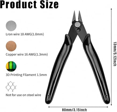 Micro Wire Cutter 1-Pack, Precision Flush Cutter, Mini Side Cutter Pliers for Jewelry Electronics 3D Printing & Craft Projects