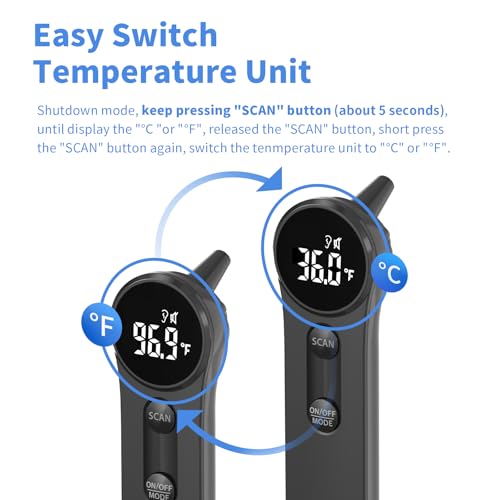 Boncare Thermometer for Adults, Kids, Accurate Digital Forehead Thermometer - color: Black