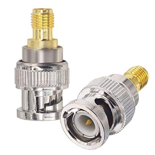 2-Pack SMA/BNC Coaxial Adapter - Male/Female Connector for Ham Radio, Two Way Radio, SDI, HD-SDI, Scanner - size: BNC Male to SMA Female