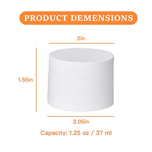 Plastic Containers Akamino White Plastic Lotion Jar with Inner Liners and Dome Lids for Make-up Cosmetic, Creams, Lotions, Refillable Travel Airtight Container Storage (1.25 Oz, 37 ML, 12 PCS) - color: White
