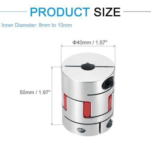 MECCANIXITY Aluminum Shaft Coupling 8mm to 10mm Flexible Spider Coupling L50mm x D40mm Coupler Jaw Spider Shaft Joint Connector for 3D Printers DIY Encoder CNC Router Milling Machine - size: D40mm Fit 8mm to 10mm