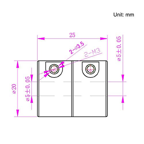 2PCS 5mm to 5mm Shaft Coupling 25mm Length 20mm Diameter Coupler Aluminum Alloy for 3D Printer CNC Machine (5x5mm) - size: 5x5mm