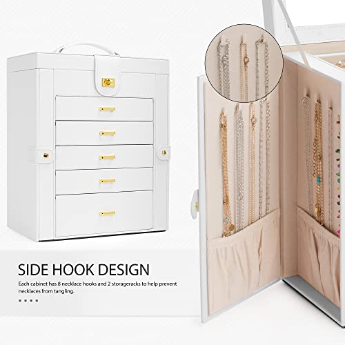AKOZLIN 6-Tier Jewelry Box Organizer 5 Drawers Storage White Regular - color: White, size: Regular