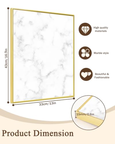 Marble Magnetic Display Board for Wall 13"x17", Gold Aluminum Frame Travel and Souvenir Magnet Display Board, Decorative Magnetic Photo Board for Collections, Memory Wall Frame