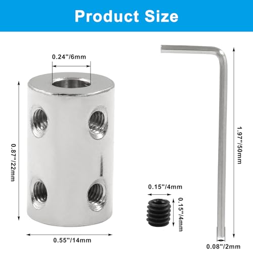 BokWin Rigid Coupling Set, 2 Pcs, 6mm to 6mm Shaft Coupler - size: 6mm to 6mm