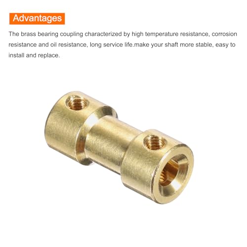 MECCANIXITY 2 Pcs 5mm to 5mm Brass Shaft Coupling Joint Connector with Screws and Hex Wrench Flexible Motor Shaft Coupler for Car Wheels Tires Shaft Motor - size: 5mm to 5mm