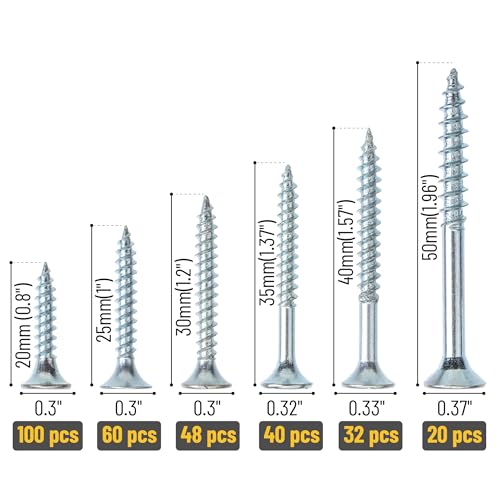 Mr. Pen- Wood Screws Assortment Kit, 300 pcs, Silver, Phillips Head - color: Silver, size: 300 pcs